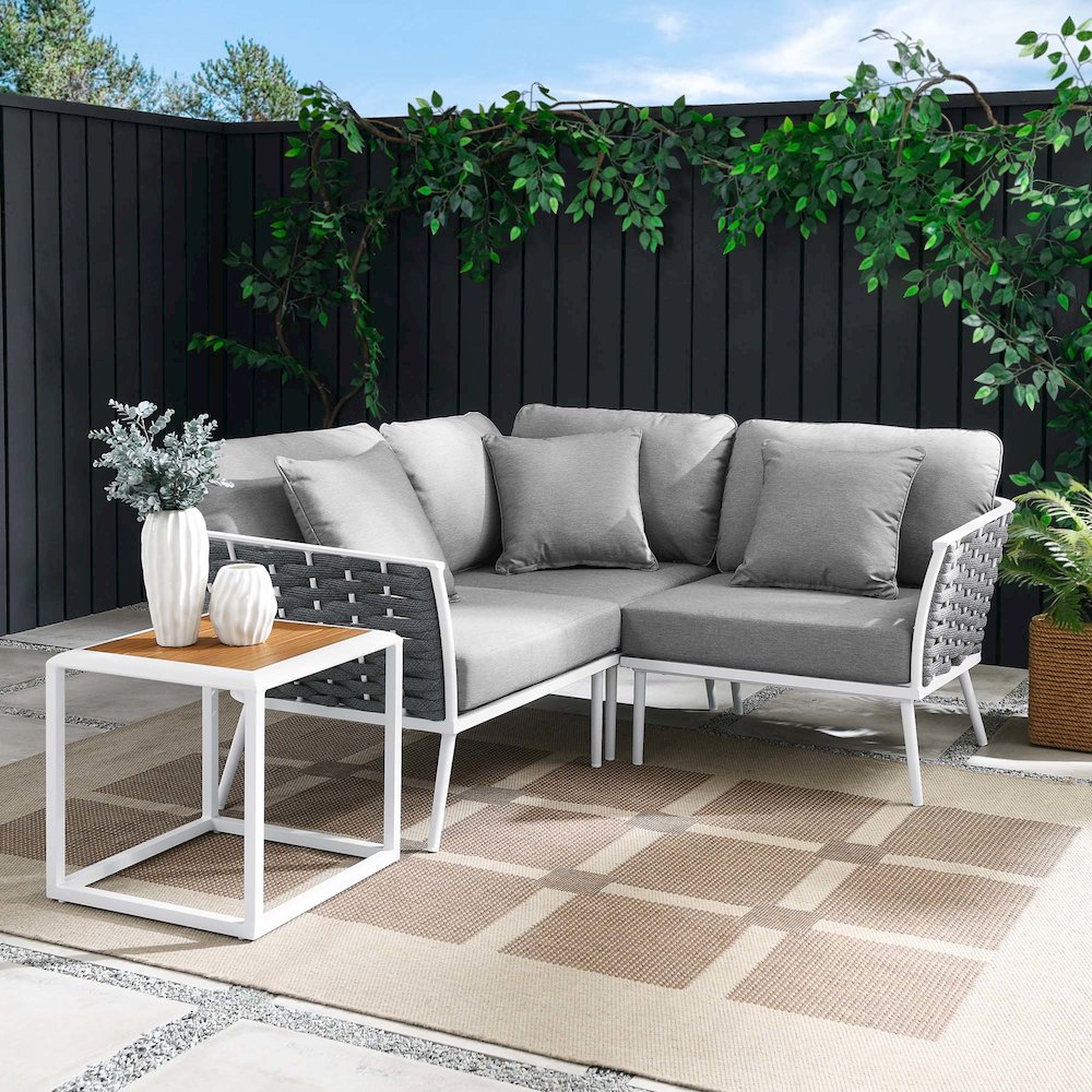 Stance 4 Piece Outdoor Patio Aluminum Sectional Sofa Set