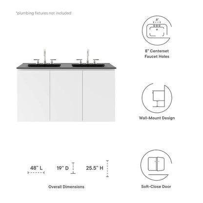 Bryn 48" Wall-Mount Double Sink Bathroom Vanity