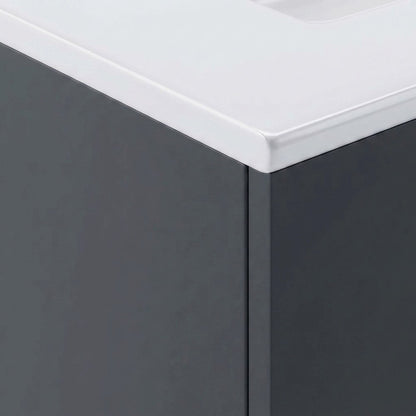 Double Sink Vanity Cabinet with Ceramic Sink and MDF Construction, Gray White