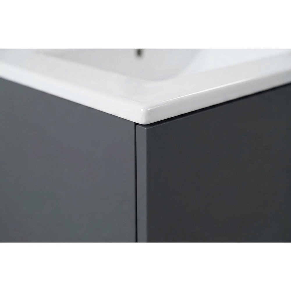 Double Sink Vanity Cabinet with Ceramic Sink and MDF Construction, Gray White