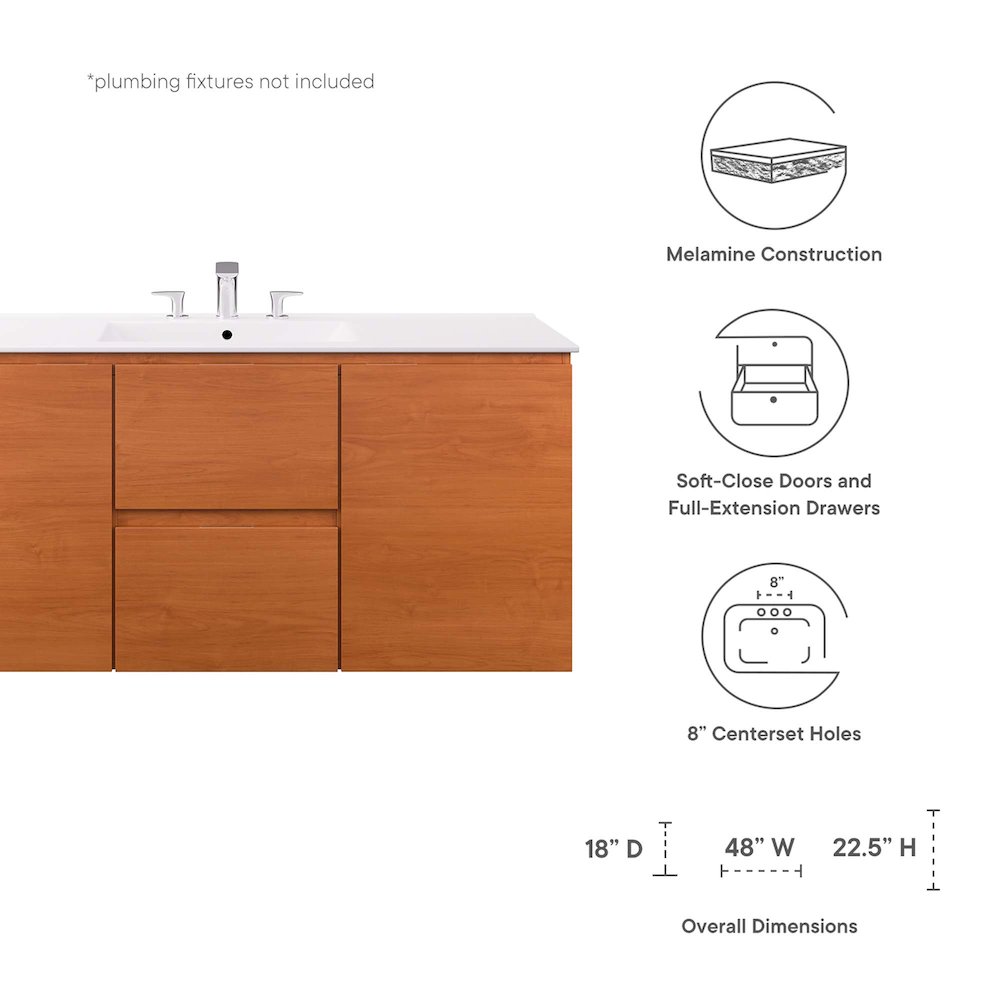 Scenic 48" Wall-Mount Bathroom Vanity
