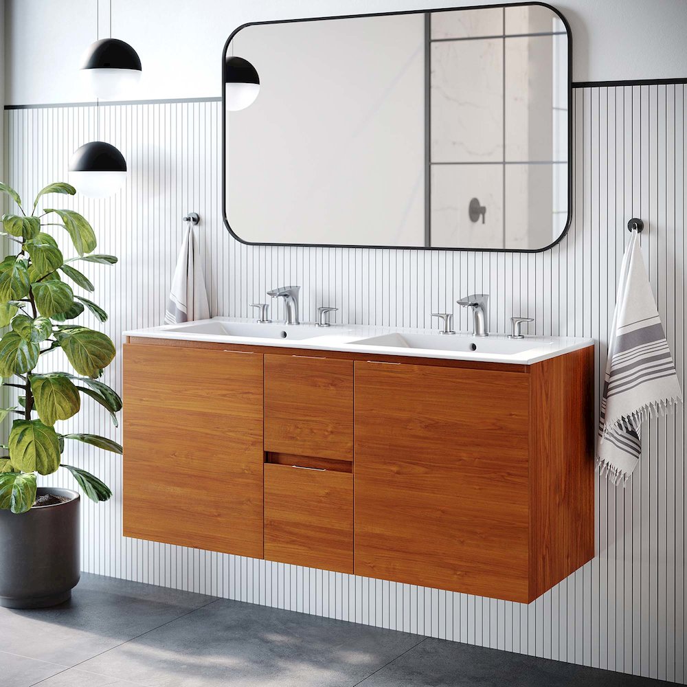 Scenic 48" Double Wall-Mount Bathroom Vanity