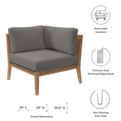 Clearwater Outdoor Patio Teak Wood Corner Chair
