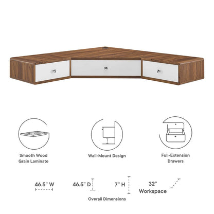 Transmit 47" Wall Mount Corner Walnut Office Desk