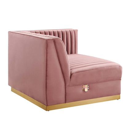 Channel Tufted Performance Velvet Modular Sectional Sofa Right-Arm Chair