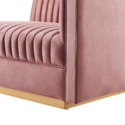 Channel Tufted Performance Velvet Modular Sectional Sofa Right-Arm Chair