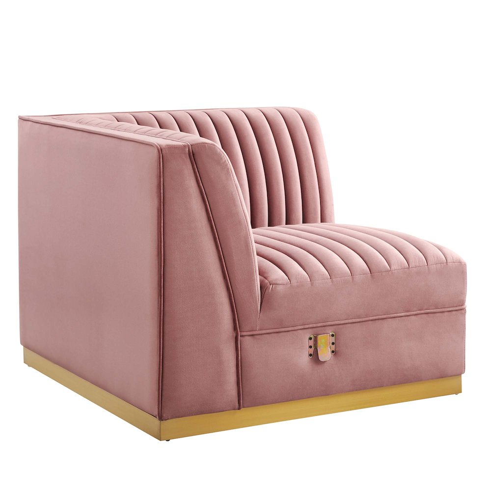 Channel Tufted Performance Velvet Modular Sectional Sofa Left Corner Chair