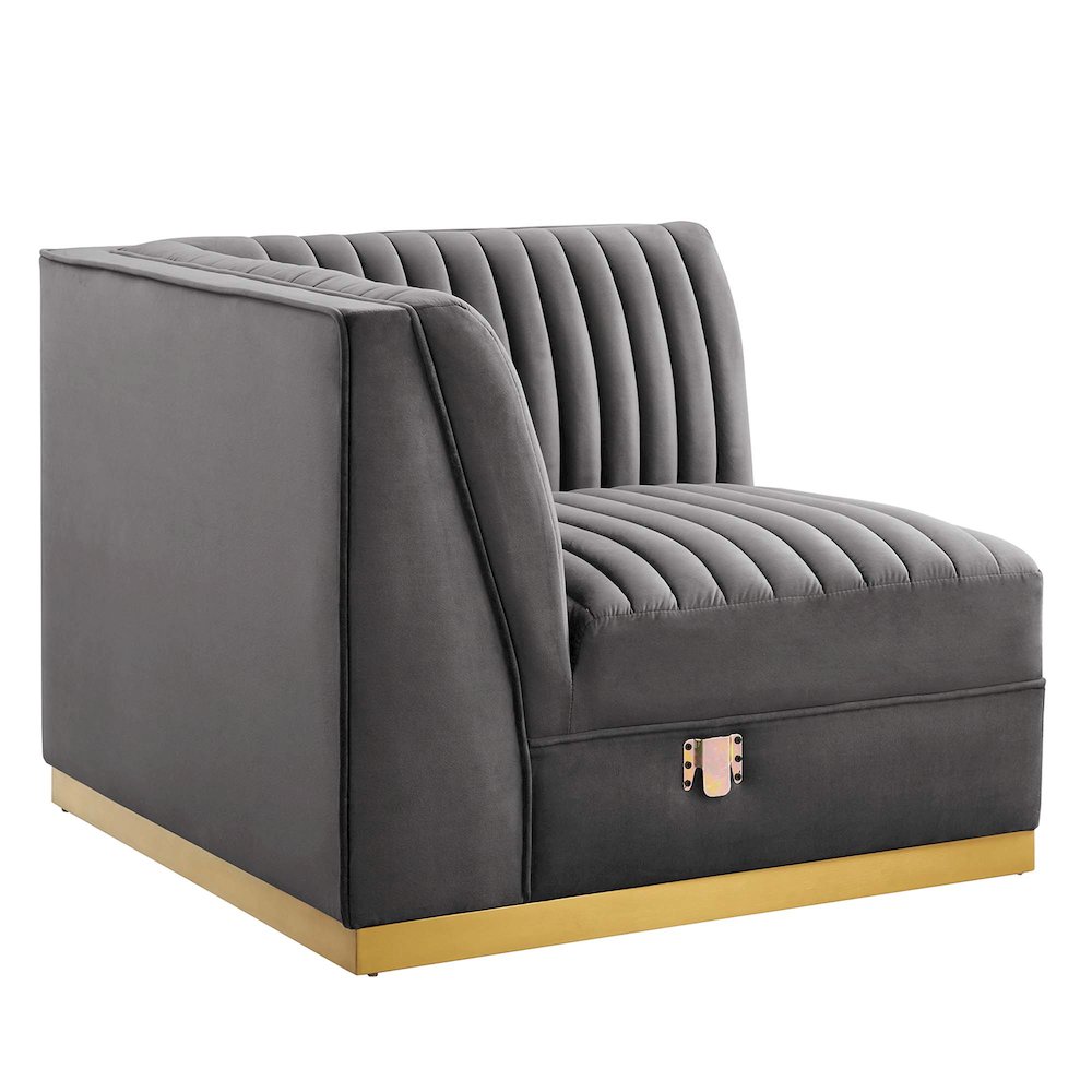 Channel Tufted Performance Velvet Modular Sectional Sofa Left Corner Chair