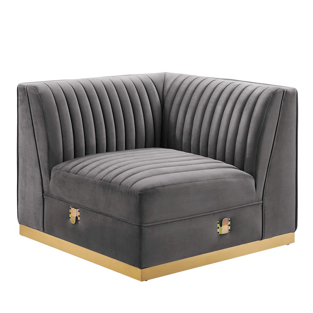 Channel Tufted Performance Velvet Modular Sectional Sofa Left Corner Chair