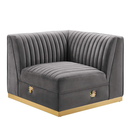 Channel Tufted Performance Velvet Modular Sectional Sofa Left Corner Chair