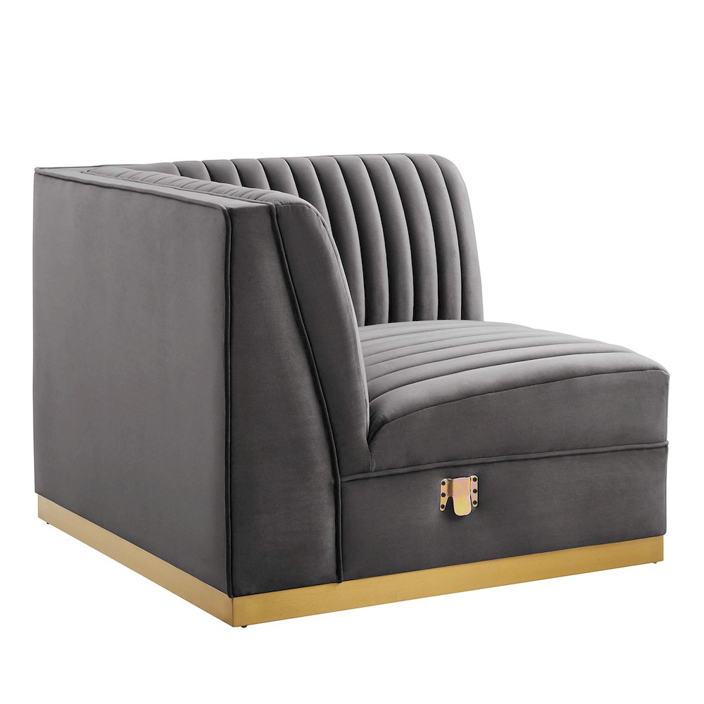 Channel Tufted Performance Velvet Modular Sectional Sofa Right Corner Chair