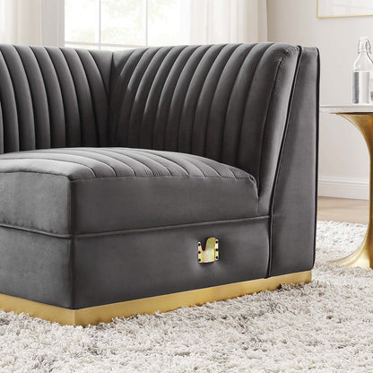 Channel Tufted Performance Velvet Modular Sectional Sofa Right Corner Chair