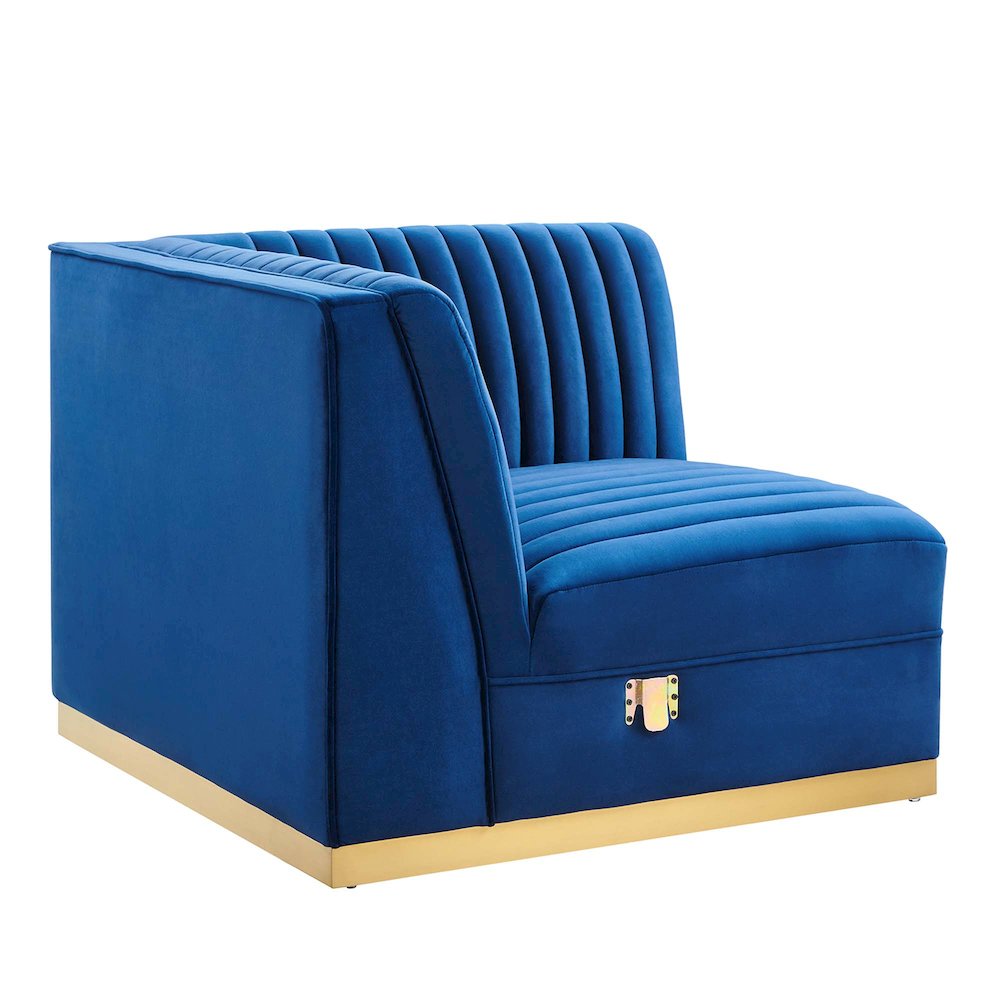 Channel Tufted Performance Velvet Modular Sectional Sofa Right Corner Chair