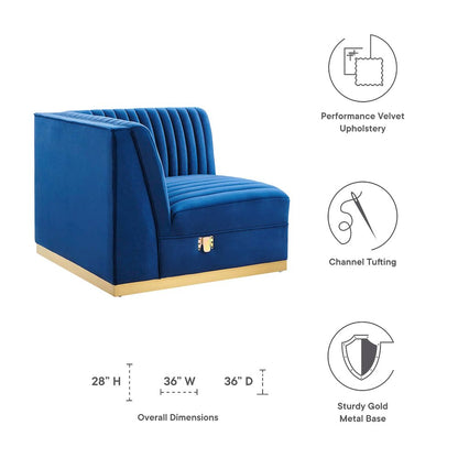 Channel Tufted Performance Velvet Modular Sectional Sofa Right Corner Chair