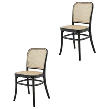 Wood Modern Dining Side Chairs for Kitchen and Dining Room, Black, Set of 2