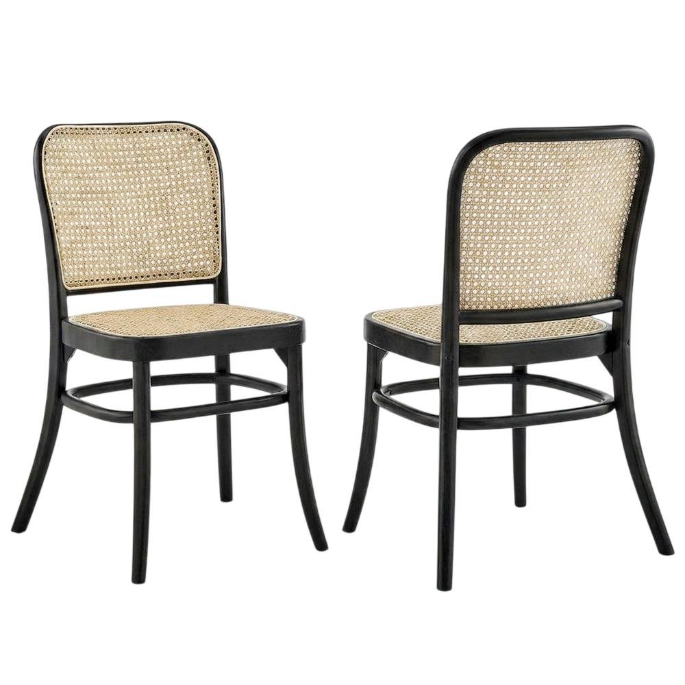 Wood Modern Dining Side Chairs for Kitchen and Dining Room, Black, Set of 2