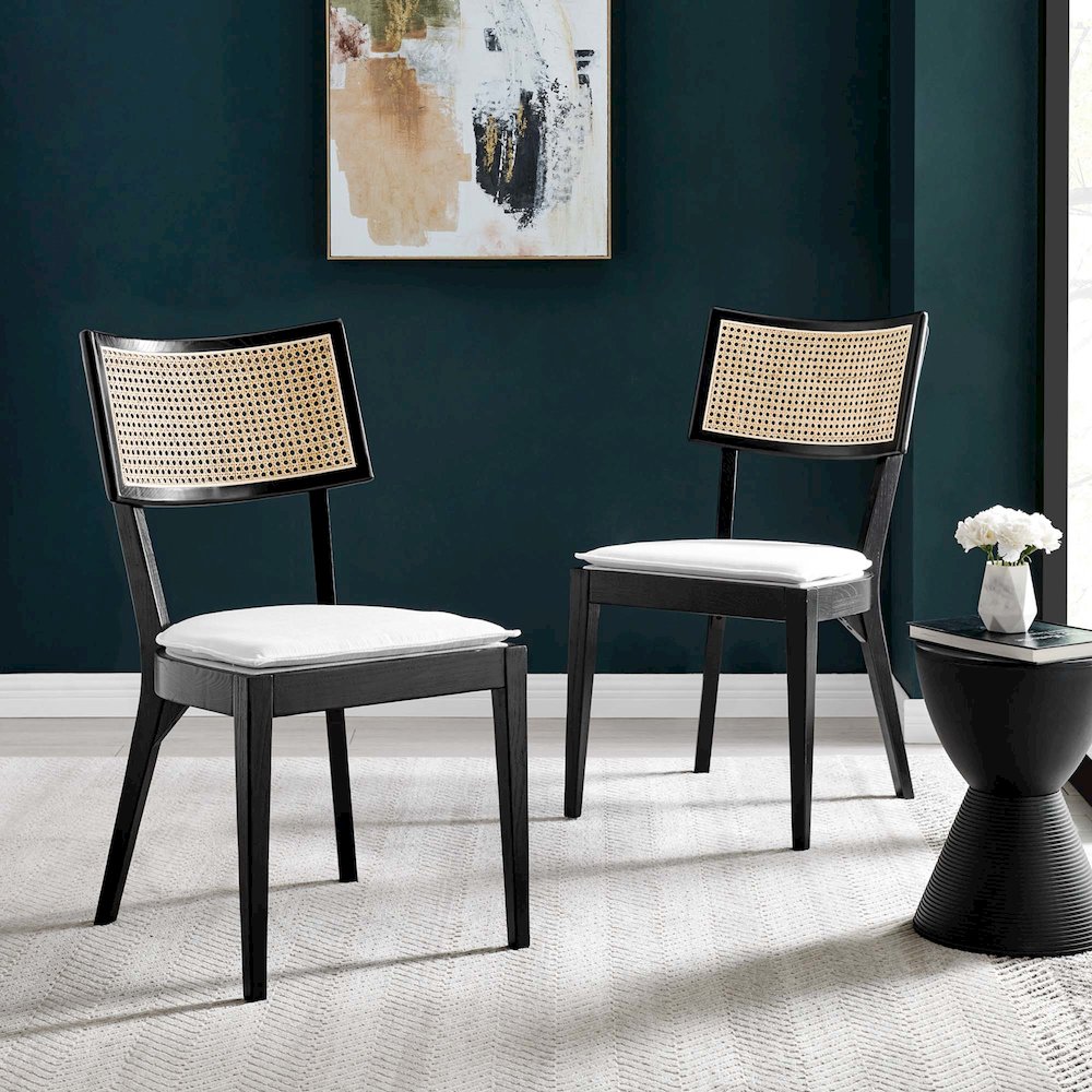 Caledonia Fabric Upholstered Wood Dining Chair Set of 2