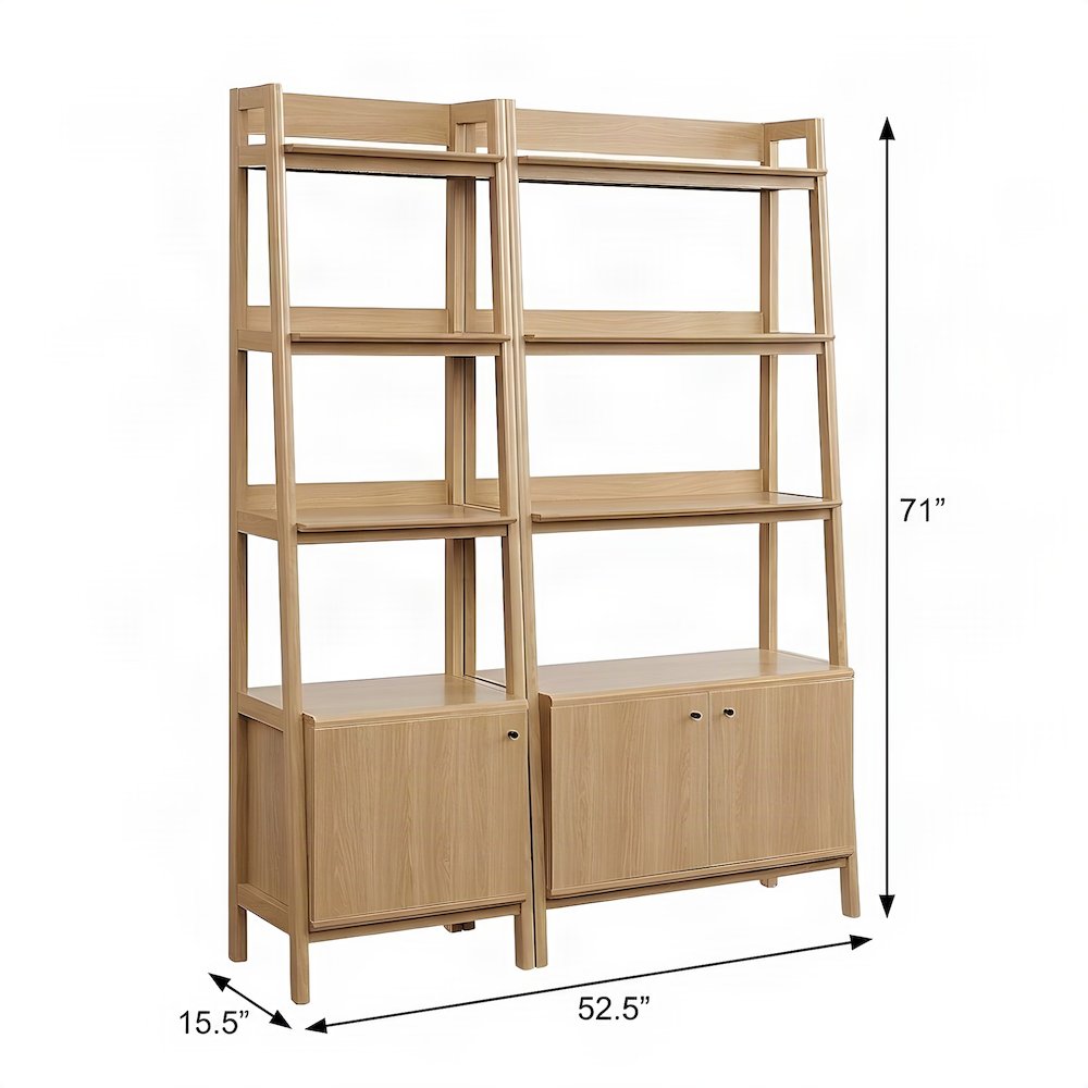 FurniFact Wooden Bookcases with Open-Shelf Storage Design, Oak, Set of 2