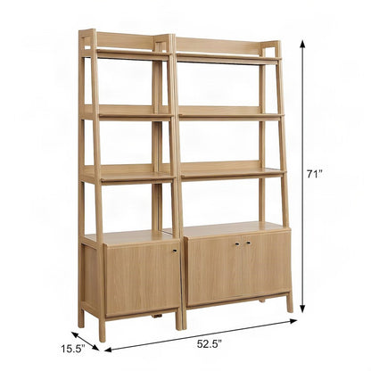 FurniFact Wooden Bookcases with Open-Shelf Storage Design, Oak, Set of 2