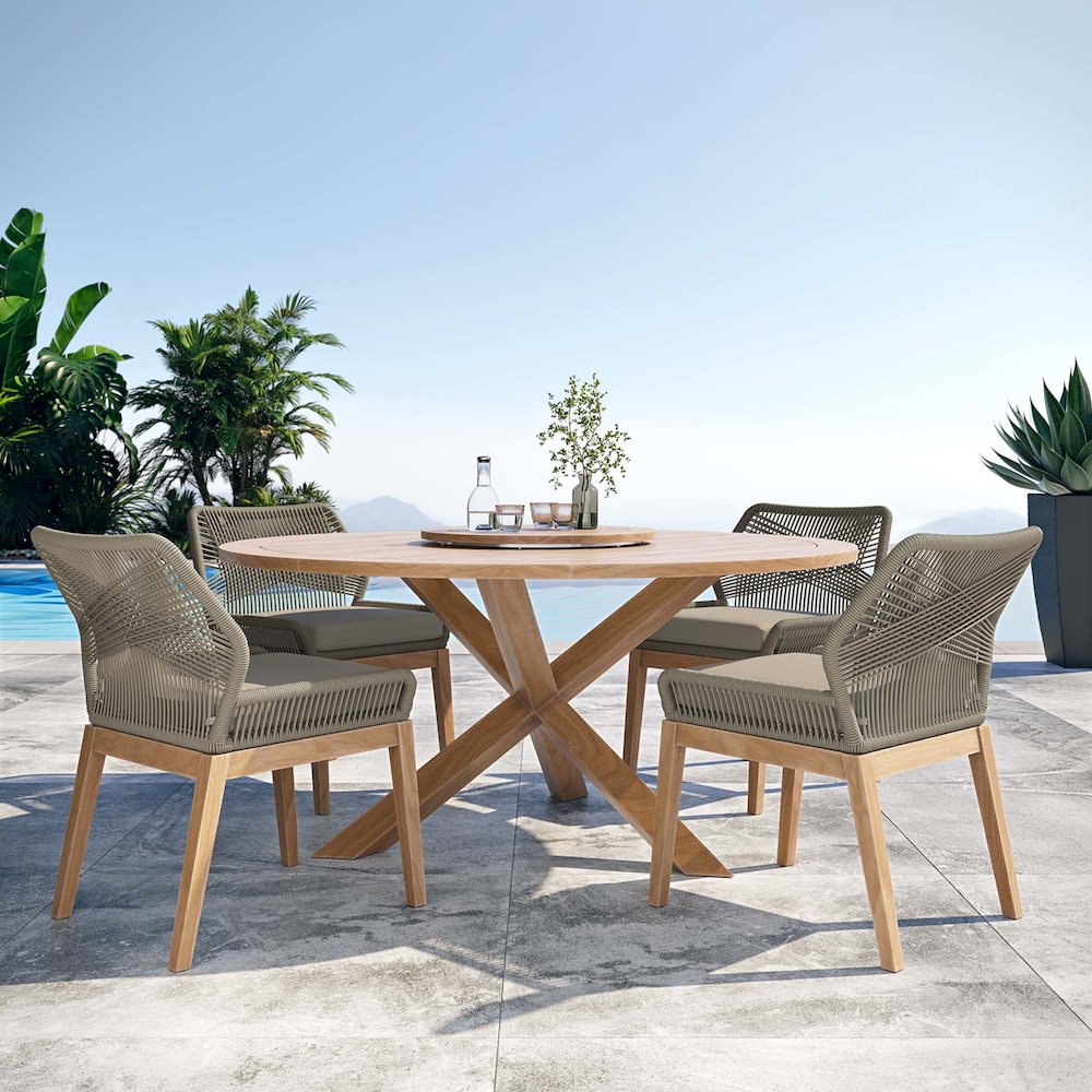 Wellspring 5-Piece Outdoor Patio Teak Wood Dining Set
