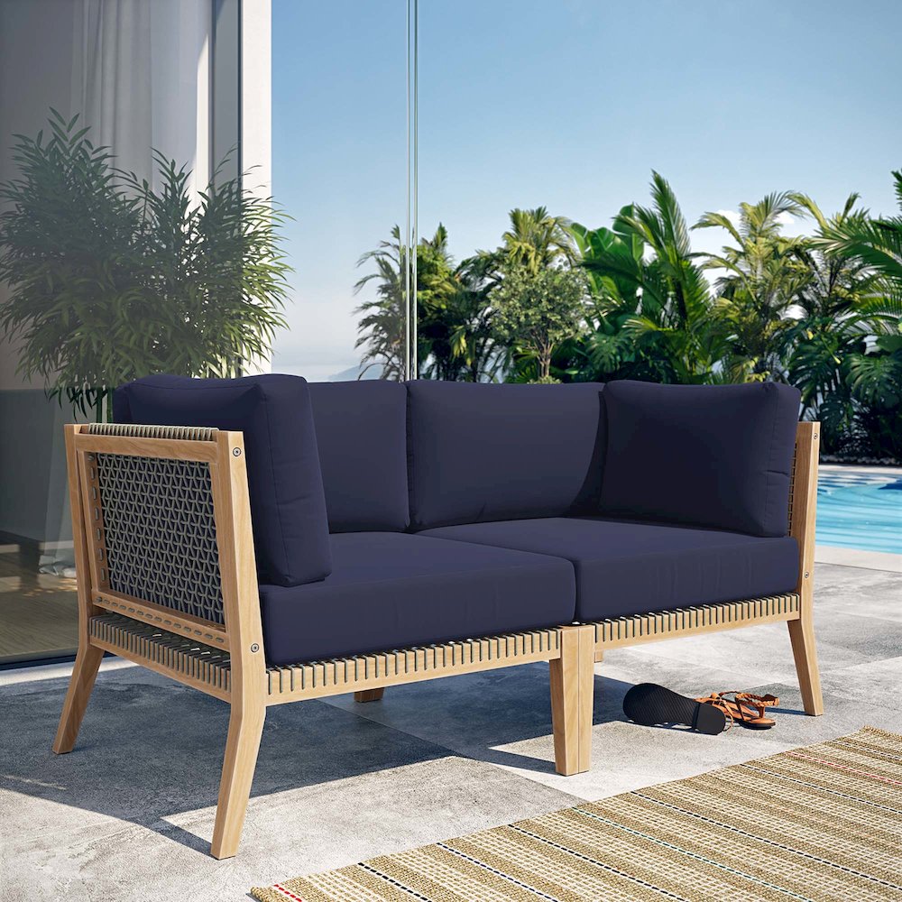 Clearwater Outdoor Patio Teak Wood Loveseat