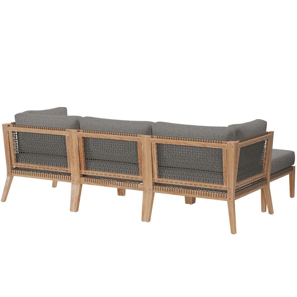 Clearwater 4-Piece Outdoor Patio Teak Wood Sectional Sofa