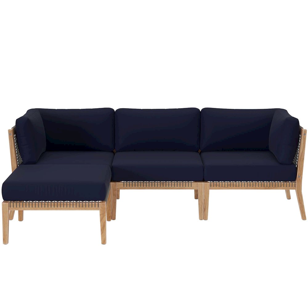 Clearwater 4-Piece Outdoor Patio Teak Wood Sectional Sofa