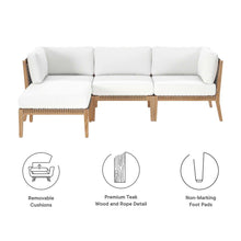 Clearwater 4-Piece Outdoor Patio Teak Wood Sectional Sofa