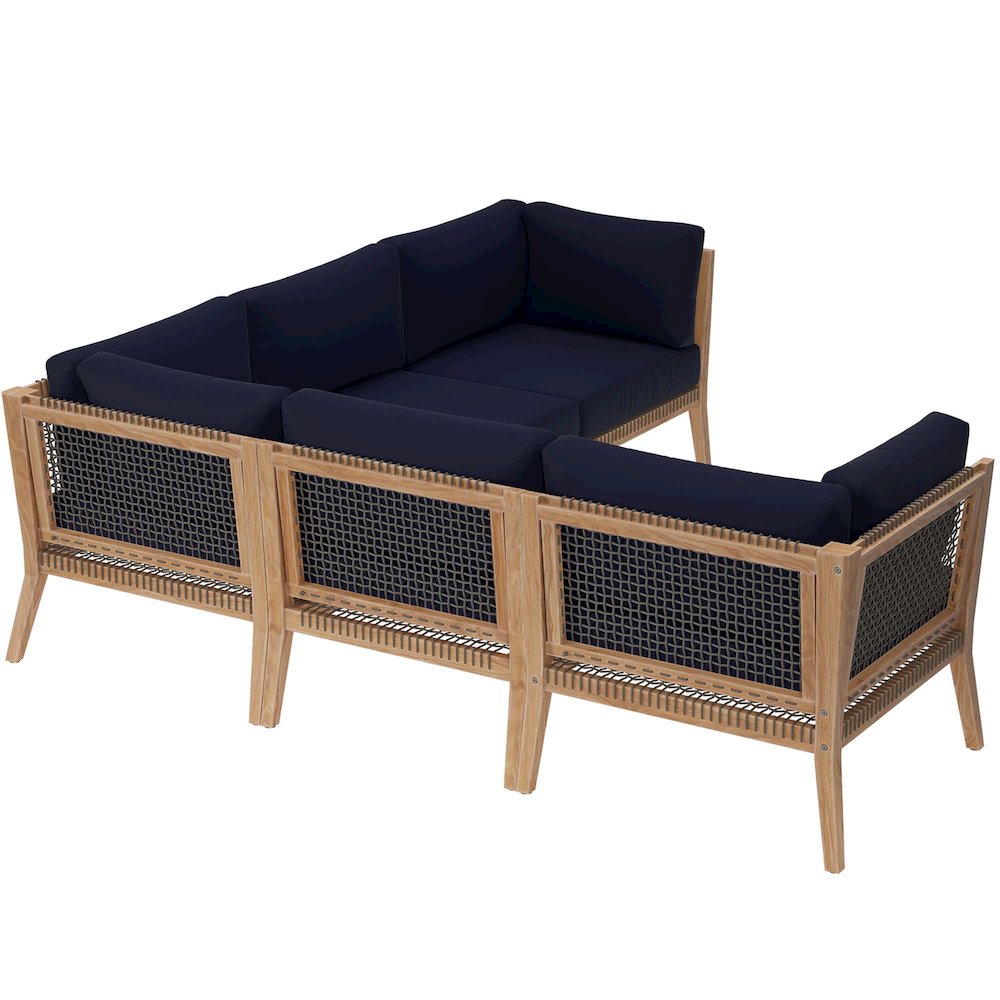 Clearwater 5-Piece Outdoor Patio Teak Wood Sectional Sofa