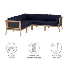 Clearwater 5-Piece Outdoor Patio Teak Wood Sectional Sofa