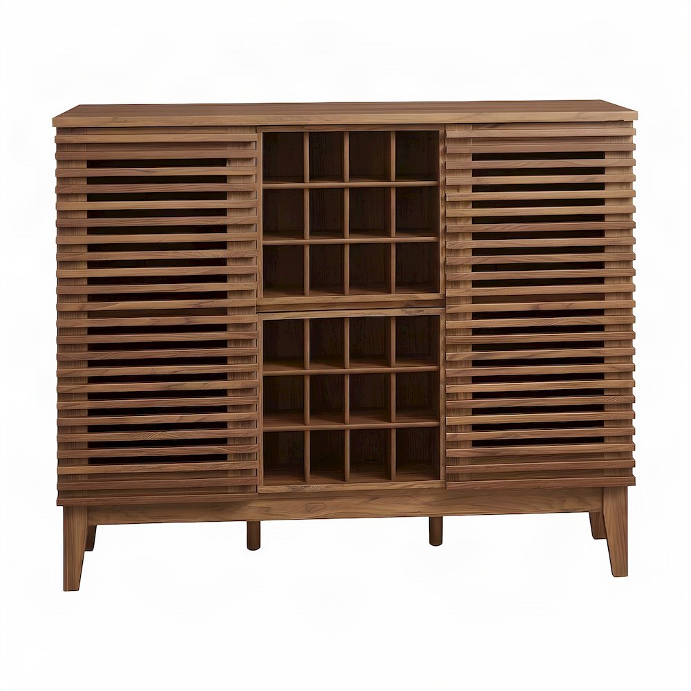 Wood Home Office Storage Cabinet, Mid-Century Modern Office Credenza, Walnut