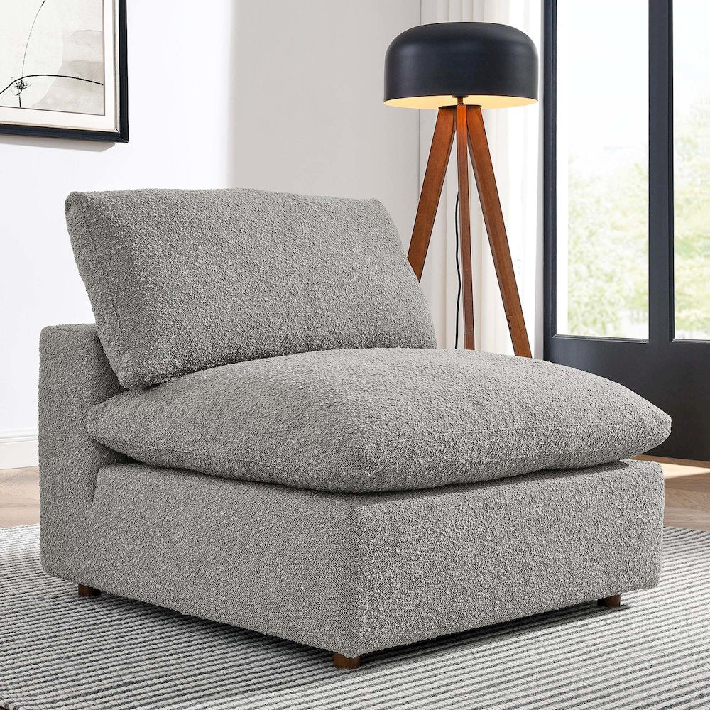 Commix Down Filled Overstuffed Boucle Fabric Armless Chair