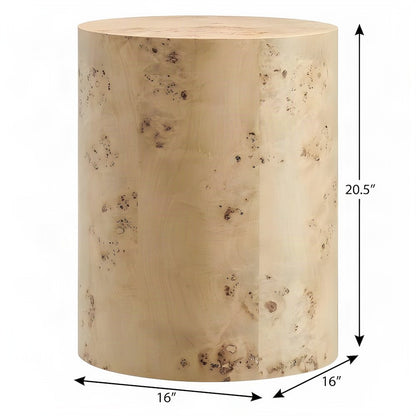 Burl Wood Round End Table, Small Pedestal Side Table Nightstand, Natural Burl