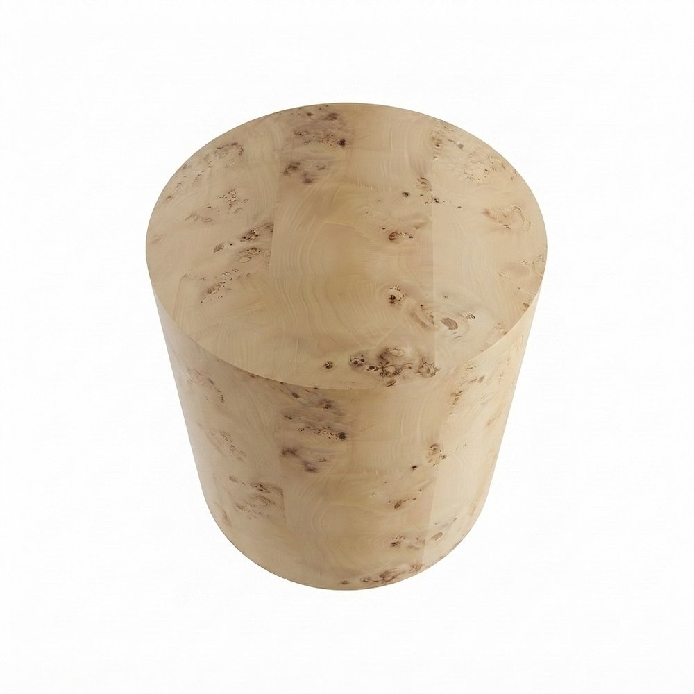 Burl Wood Round End Table, Small Pedestal Side Table Nightstand, Natural Burl