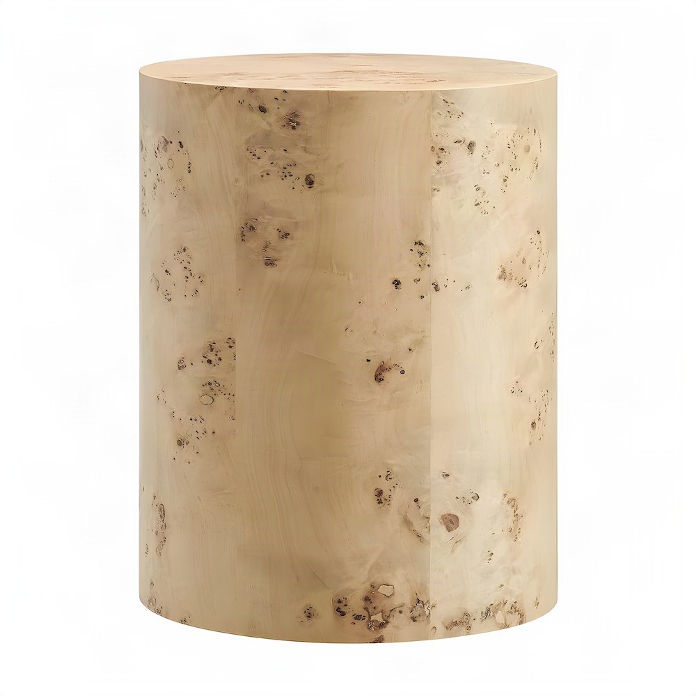 Burl Wood Round End Table, Small Pedestal Side Table Nightstand, Natural Burl