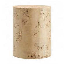 Burl Wood Round End Table, Small Pedestal Side Table Nightstand, Natural Burl