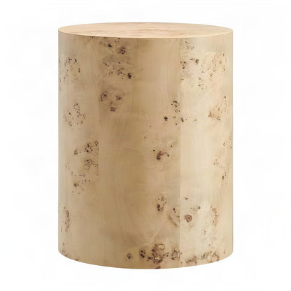 Burl Wood Round End Table, Small Pedestal Side Table Nightstand, Natural Burl