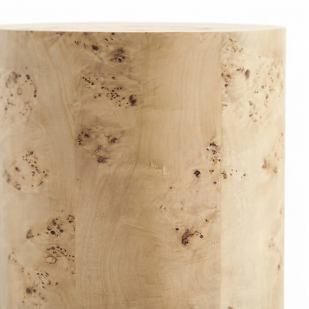 Burl Wood Round End Table, Small Pedestal Side Table Nightstand, Natural Burl