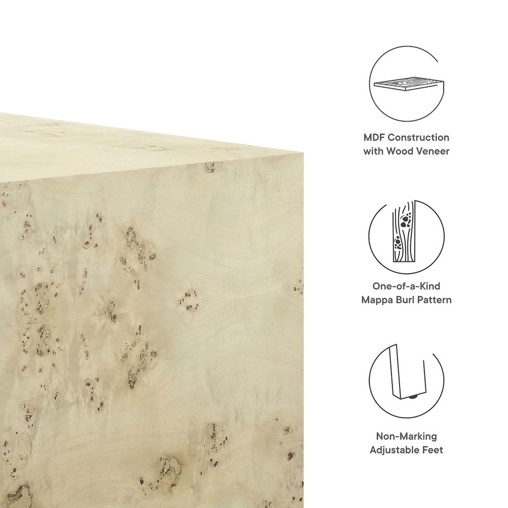 Cosmos 36" Square Burl Wood Coffee Table