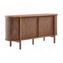 Curved Wood Sideboard Buffet Cabinet with Credenza Storage, Walnut