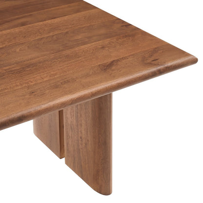 FurniFact Wooden Coffee Table with Solid Wood Top and Sled Base, Walnut
