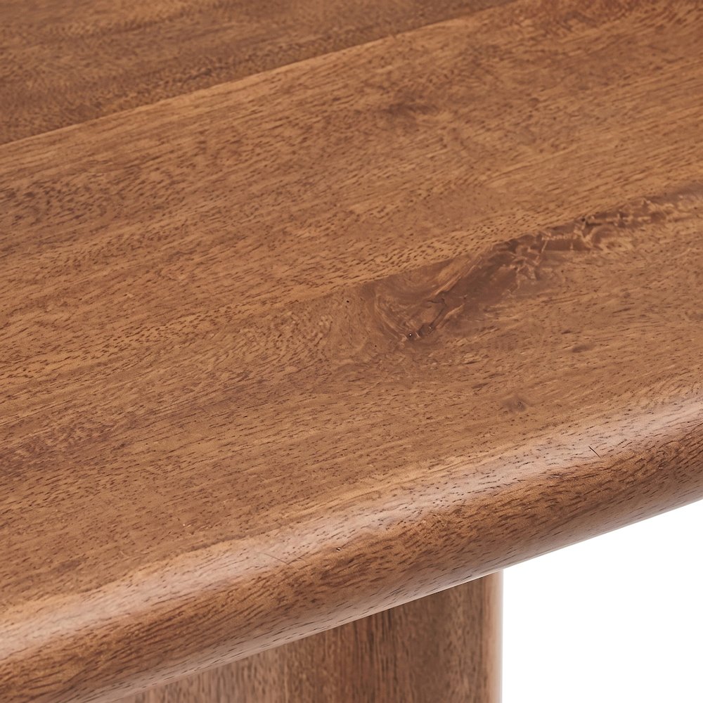 FurniFact Wooden Coffee Table with Solid Wood Top and Sled Base, Walnut