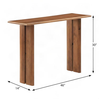 FurniFact Wooden Console Table with 1-Inch Thick Solid Wood Top, Walnut