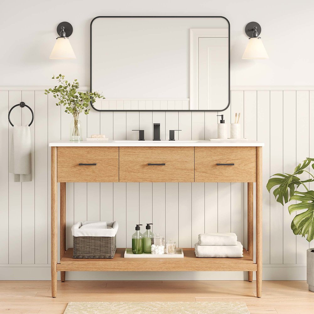 48” Single Sink Bathroom Vanity Cabinet (Sink Basin Not Included)