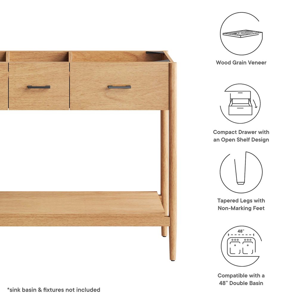 48” Double Sink Bathroom Vanity Cabinet (Sink Basin Not Included)