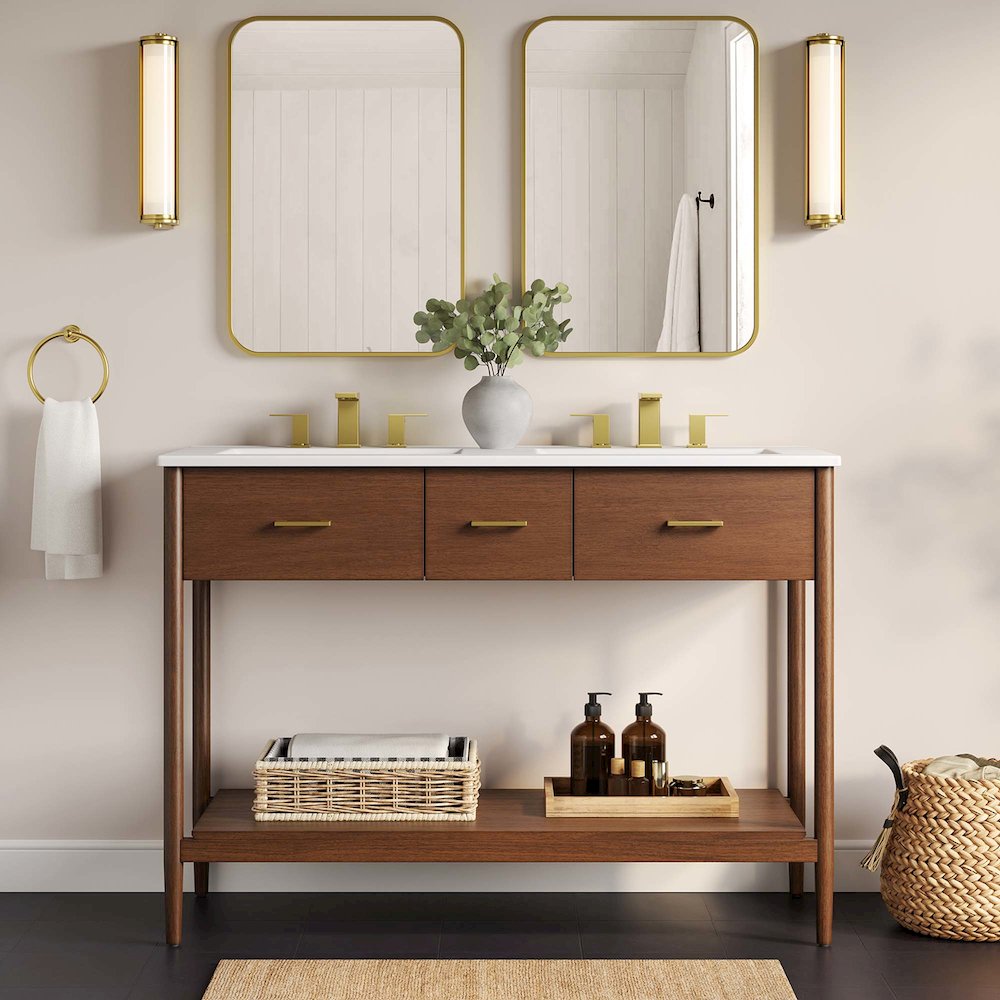 48” Double Sink Bathroom Vanity Cabinet (Sink Basin Not Included)