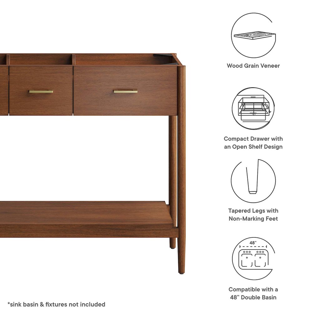48” Double Sink Bathroom Vanity Cabinet (Sink Basin Not Included)