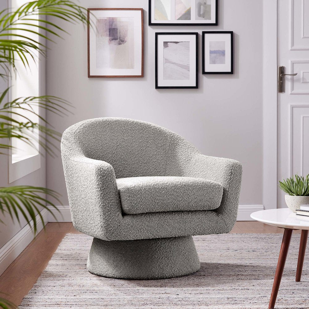 Astral Boucle Fabric Swivel Chair