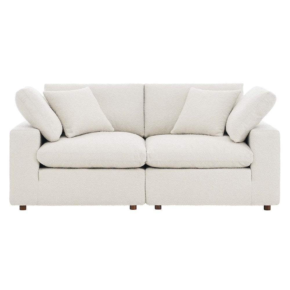 Commix Down Filled Overstuffed Boucle Fabric Loveseat