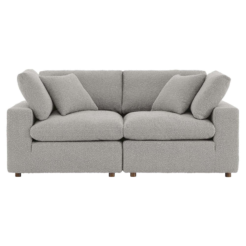 Commix Down Filled Overstuffed Boucle Fabric Loveseat